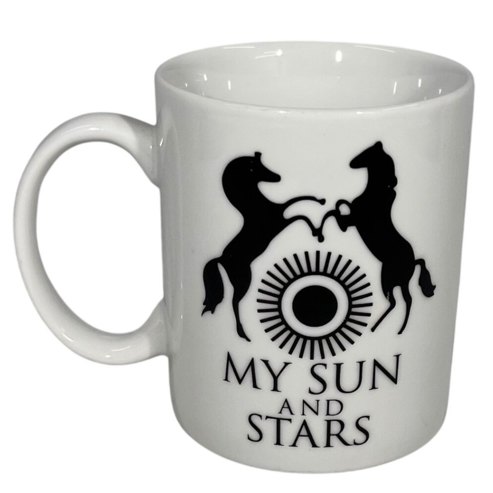 Game of Thrones My Sun and Stars White Ceramic‎ Coffee Mug HBO 2019 Horse Logo